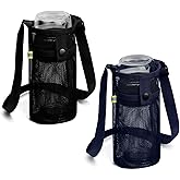 MENRU 2Pcs Extra Large Water Bottle Holder with Strap Crossbody Water Bottle Carrier Water Bottle Sling Portable Water Bottle Sleeve with Pocket for Hiking, Gym, Travel(Black/Navy)