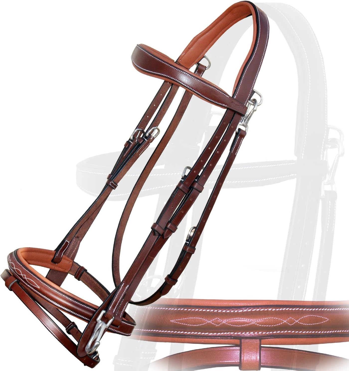 Royal Quick Release Working Leather Bridle with PP Rubber Grip Reins and Stainless Steel Buckles | Equestrian Show Jumping Padded Bridle Set | English Horse Riding Premium Tack