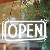Saysurey LED Open Sign for Business with On/off Switch, 16.8x6.8in Brighter Open Display Sign Advertisement Board Electric Lights for Business Window Wall Shop Bar Hotel(White)