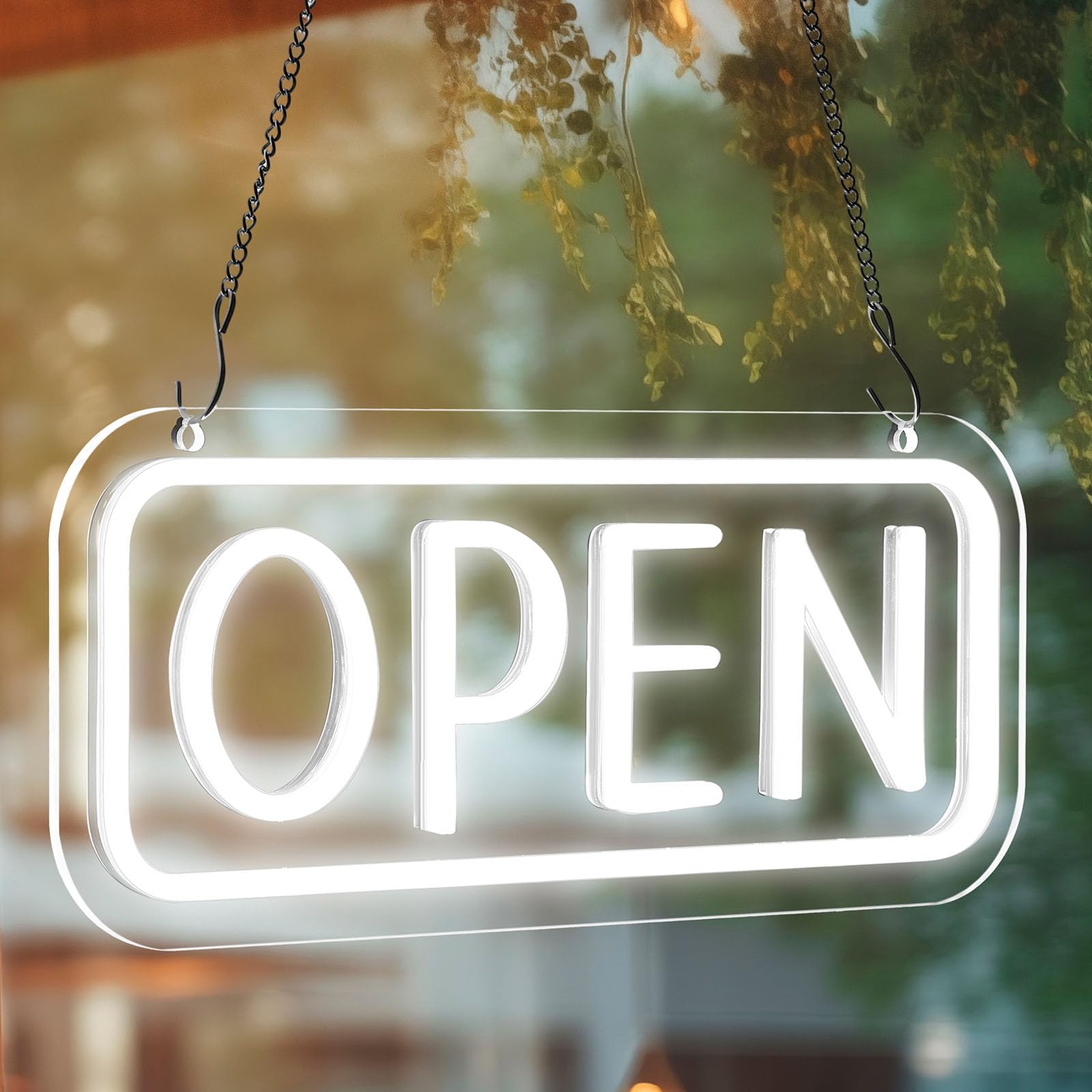 Photo 1 of Saysurey LED Open Sign for Business with On/off Switch, 16.8x6.8in Brighter Open Display Sign Advertisement Board Electric Lights for Business Window Wall Shop Bar Hotel(White)