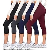 VALANDY Creamlush 4 Pack Capri Leggings for Women-High Waisted Stretchy Soft Yoga Lounge Pants(S-3XL)