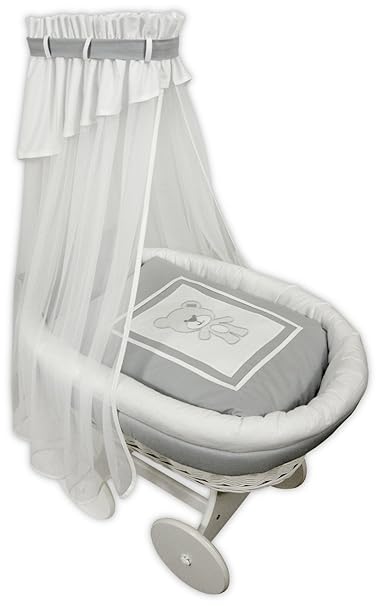 Niuxen 816- Stubenwagenset Ersatz Bettwäsche Set für Stubenwagen - 7 Teile, Inkl. Zudecke, Nestchen, Chiffonhimmel, Steppmatr