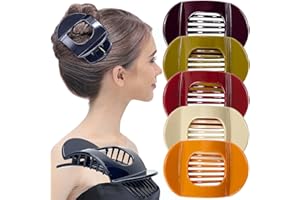 RC ROCHE ORNAMENT 6 Pcs Womens Square Strong Grip Secure Hold Inner Teeth Styling Plastic Comfortable Curve No Slip Beauty Accessory Girls Ladies Claw Clamp Clip, Large Classic Multicolor