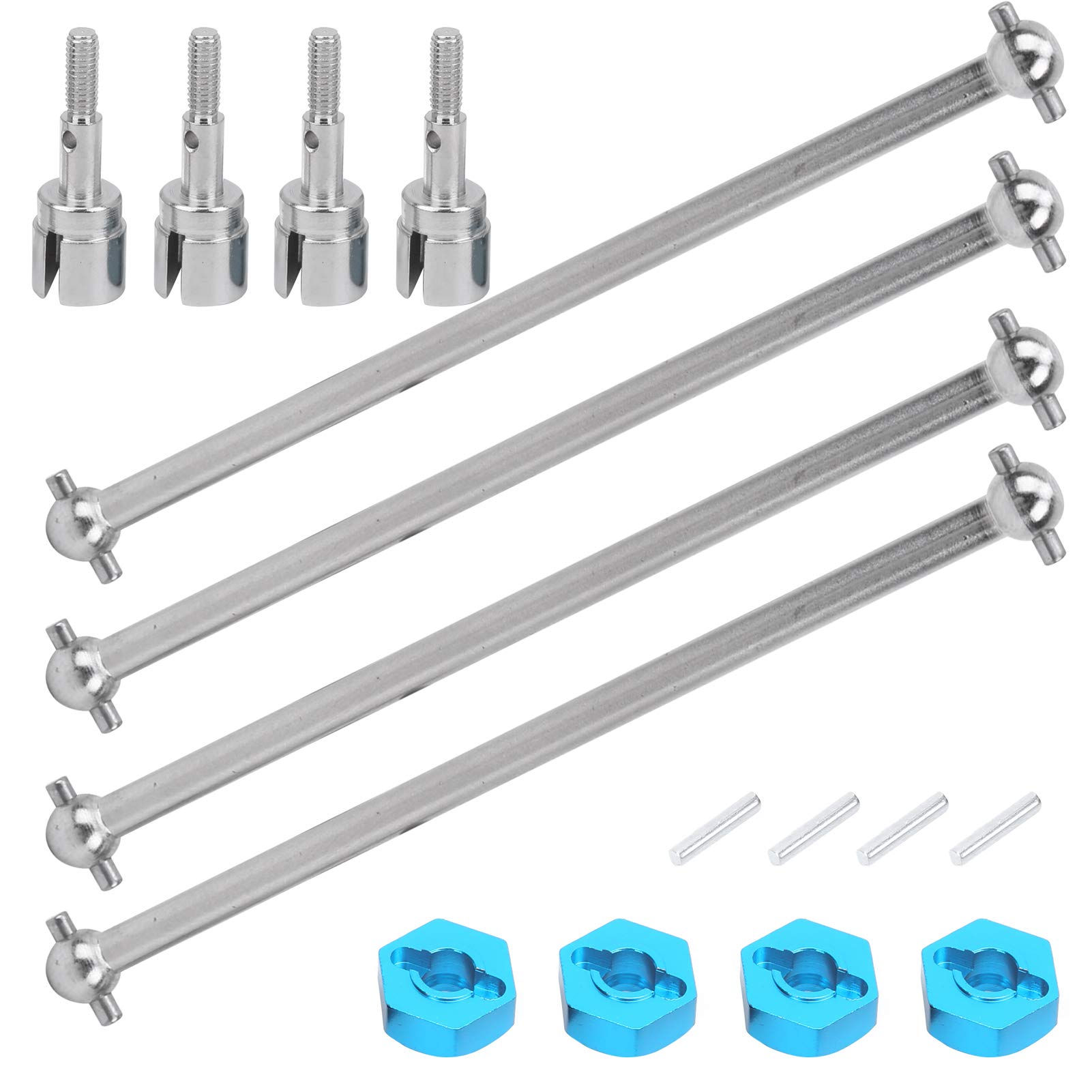 Qiter RC Drive Shaft, Metal 5mm Wheel Eco‑friendy RC Hub Combiner, for HSP 94111 94108 1/10 RC Car(Silver)