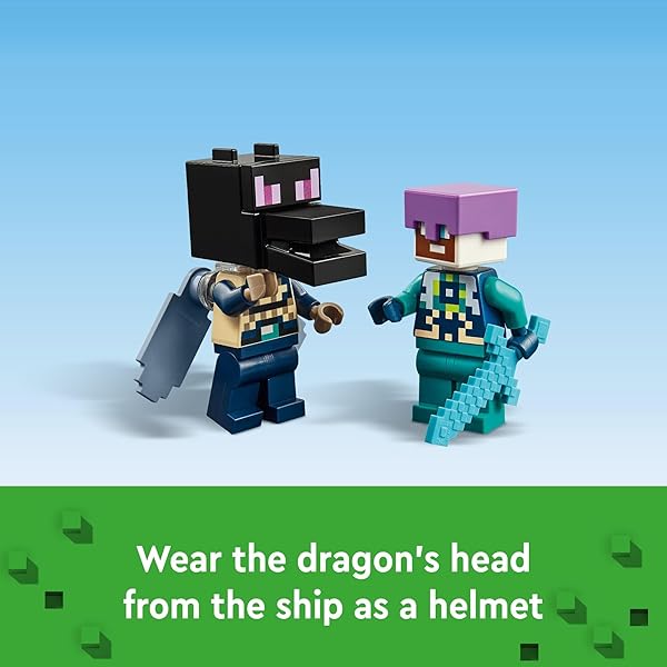 LEGO MINECRAFT THE ENDER DRAGON AND END SHIP BUILDING SET, VIDEO GAME TOY WITH 2 MINECRAFT MINIFIGURES, DRAGON TOY ACTION PLAYSET FOR KIDS, BIRTHDAY GIFT FOR BOYS AND GIRLS AGES 8 AND UP, 21264