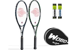 WOED BATENS Adult 2 Player Tennis Racket Perfect for Beginner and Professional Players, 27” Speed Tennis Racquet Include Overgrips, Tennis Bag, Vibration Dampes, Covers