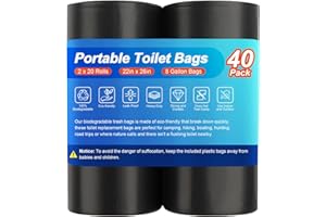 Siewl 40 Portable Camping Toilet Bags, Biodegradable Compostable Thickened for 5 Gallon Bucket Toilet