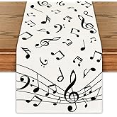 Musical Notes Table Runner Music Event Birthday Party Decor Black and White Musical Notes Farmhouse Weed Decorations for Simple Life Home Party