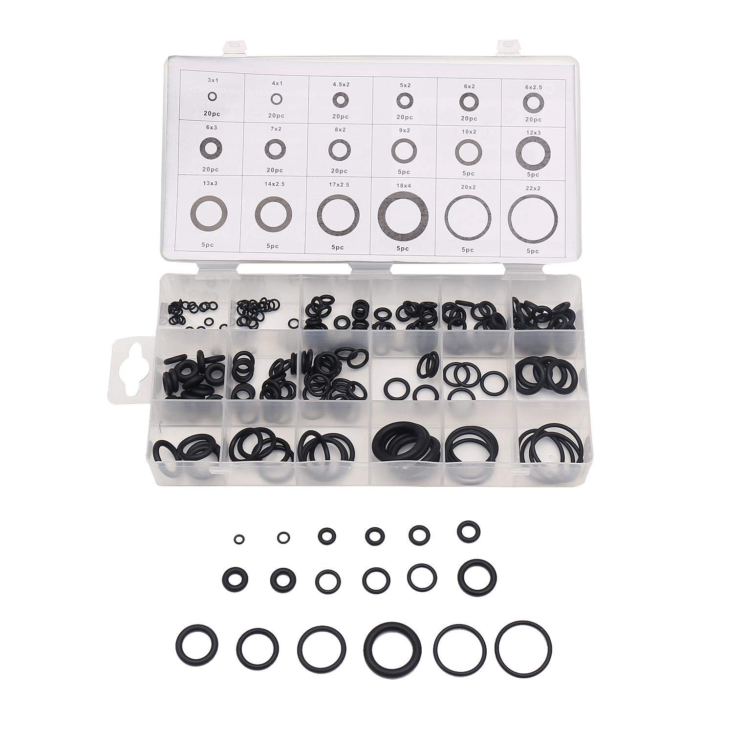 TOPWAY 225 Pieces Nitrile O-Ring Assortment Kit – Rubber Sealing Gasket Set with Storage Case for Plumbing, Automotive & Repairs, Model 990370