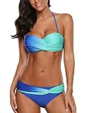 DAIHAN Bikini Push Up Imbottito Per Donna - Costume A Due Pezzi Con Reggiseno Halter E Pantaloncini - Taglie Forti Fino Alla 6XL