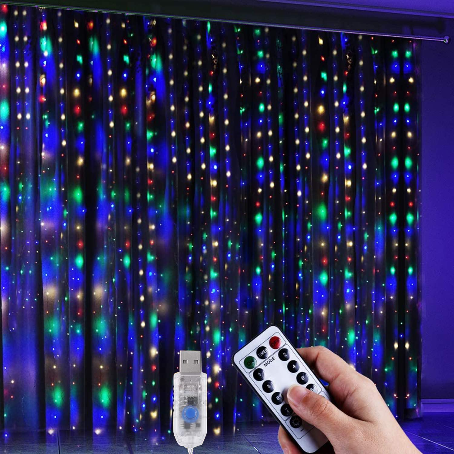 Anpro Fairy Lights,320 LED USB String Lights with 8 Light Models for Party Decoration,3x3.2m Meters with Remote Control Indoor Lighting,Bedroom,Wedding Decor