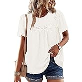 BETTE BOUTIK Women Boho Tops Short Sleeve Summer Flowy Shirts Dressy Casual Loose Trendy Blouses