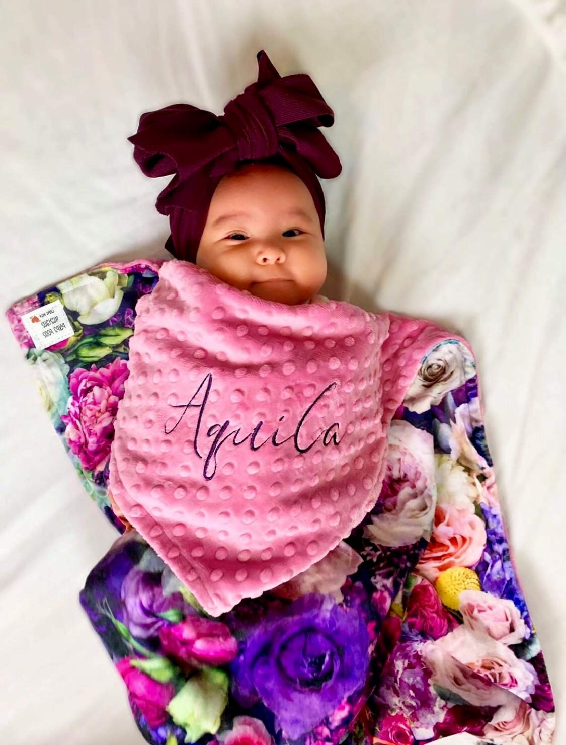 pink floral baby blanket