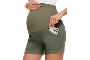AMPOSH Women's Maternity Casual Cargo Shorts with Pockets Stretchy Summer Wear Pregnancy Clothes