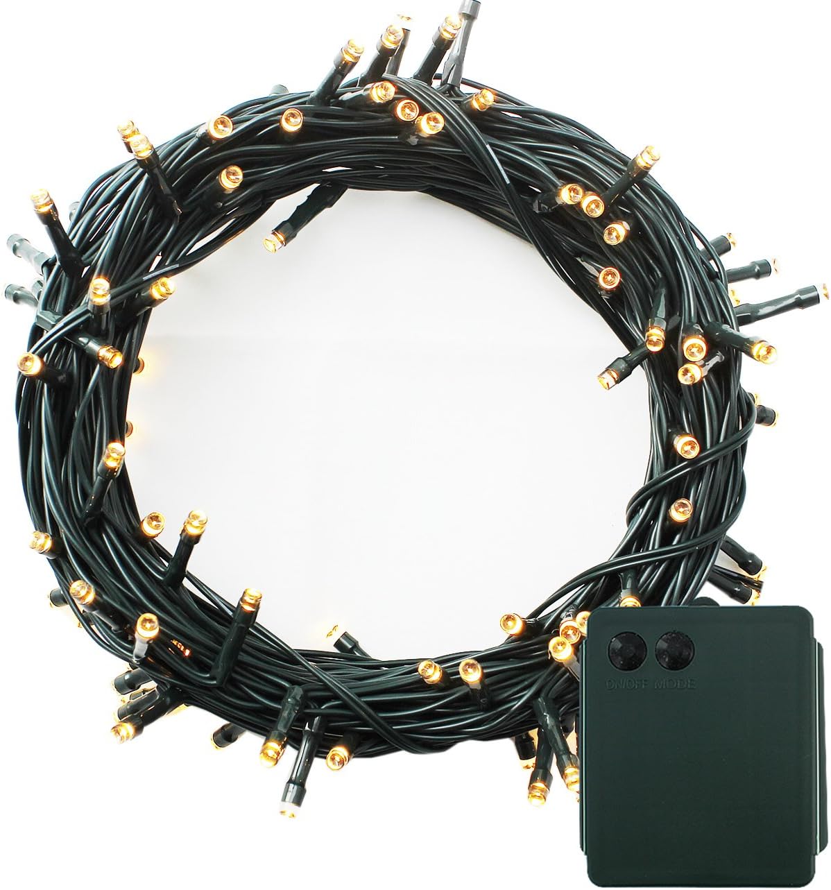 YOSION LED Battery Power Operated Dark Green Cable String Fairy Lights Christmas Xmas Garden Party Wedding Decoration (Warm White