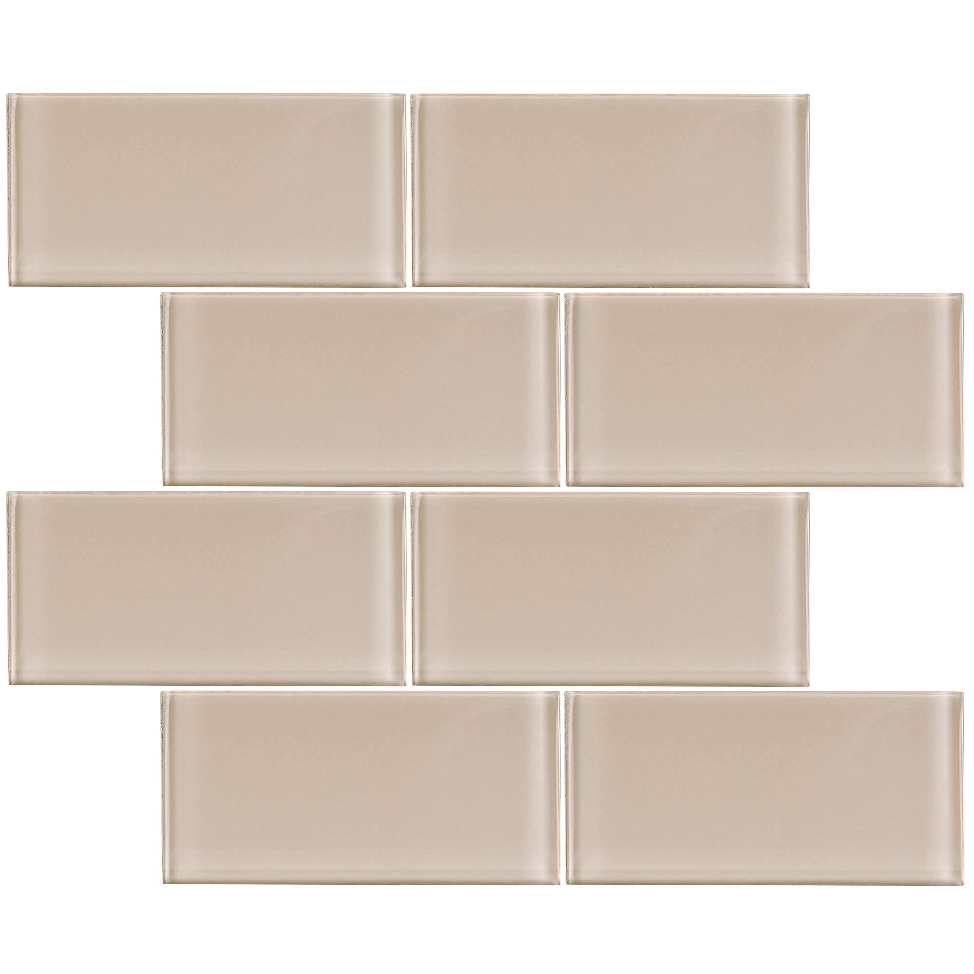 TCSAG-02 3x6 Beige Glass Subway Tile -Kitchen and Bath Backsplash Wall Tile (80pcs=10sqt)