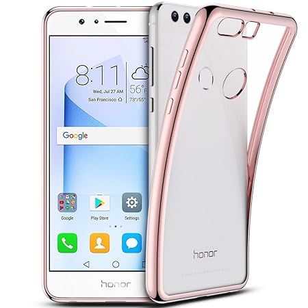 xifanzi Silikon Hülle für Huawei Honor 8 Flexible TPU Rückseite Durchsichtig Gummi Gel Case Ultra Dünn Passt Rose Gold Bumper