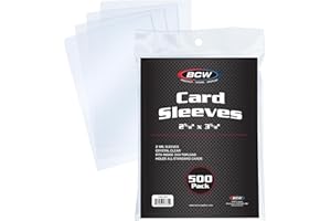 BCW Standard Penny Sleeves – 500 Count | 2-5/8" x 3-5/8" Crystal Clear, Acid-Free | for Trading Cards – Baseball, Basketball, Football, Hockey, Pokémon, MTG