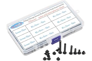 SCXCLY 120pcs Chicago Screws Binding Screw Posts Assortment Kit, 6 Sizes(M5 x 6/10/15/25/30/45m), Carbon Steel Electrophoretic (Black)