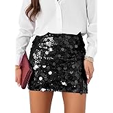miduo Womens Sequin Skirt High Waist Stretchy Bodycon Sparkle Night Out Party Mini Skirts