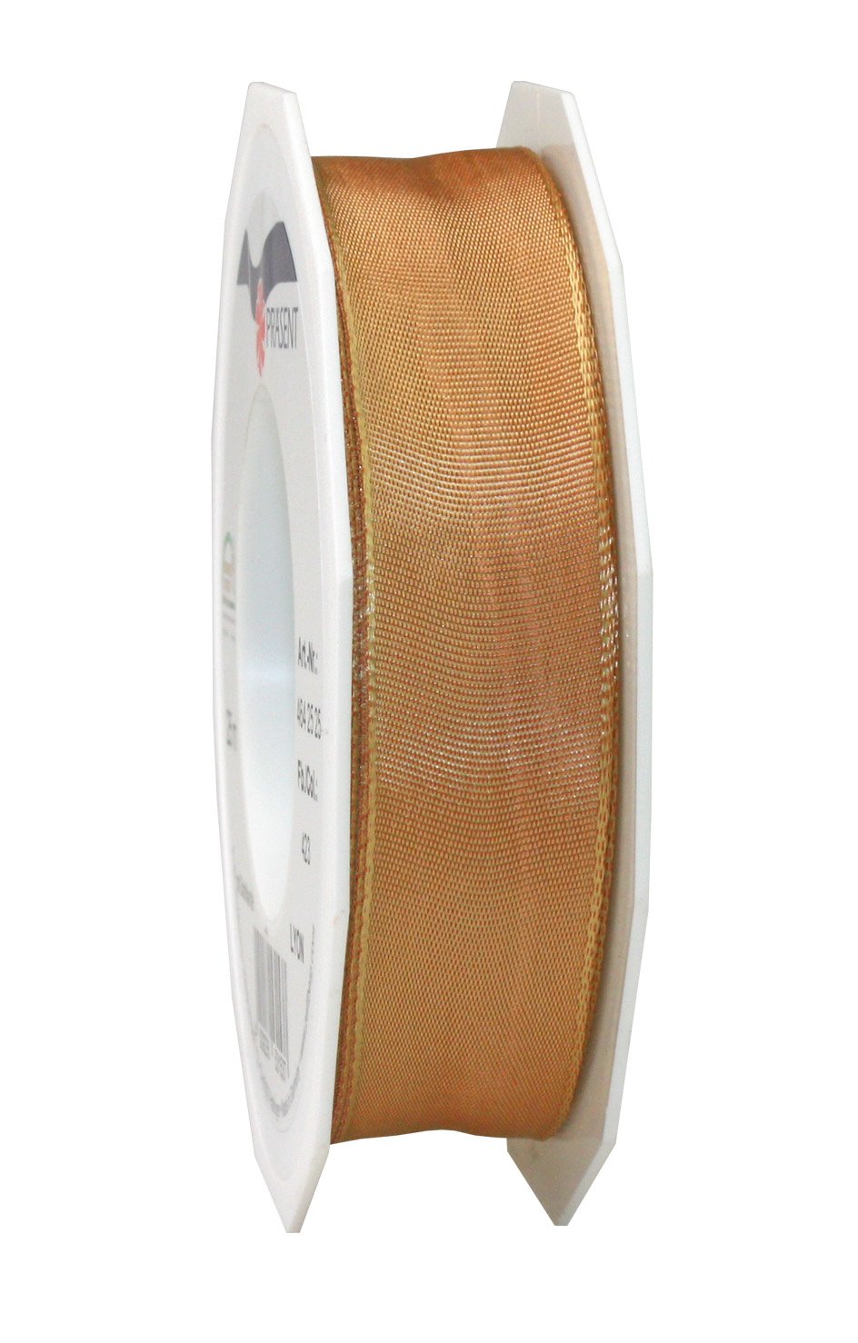 PRÄSENT - Lyon Wired Taffeta Ribbon Light Brown 25 mm width, 25 m length — image 1