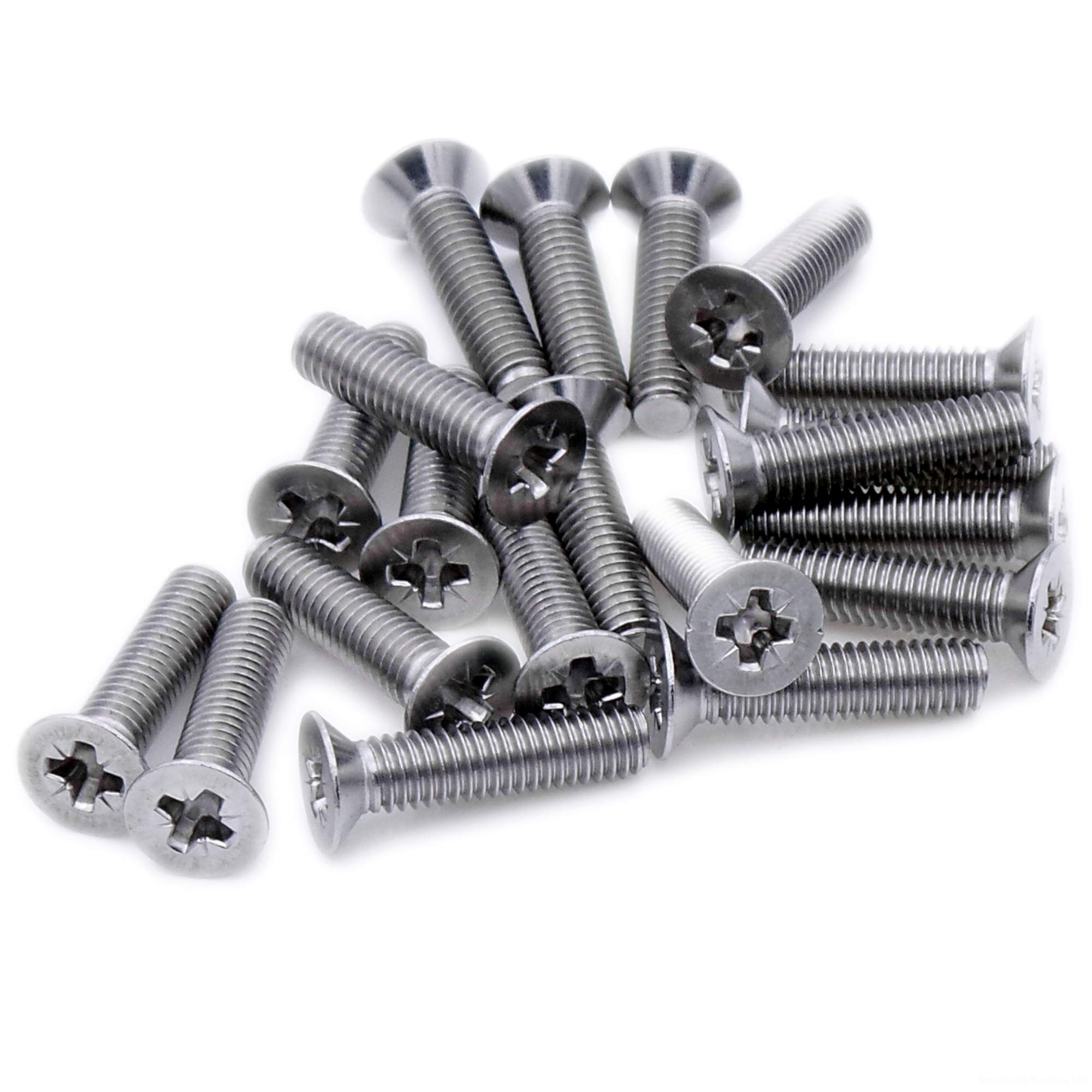 M2.5 (2.5mm x 20mm) Pozi Countersunk Machine Screw (Bolt) - Stainless Steel (A2) (Pack of 20)