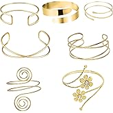 KYLELOVE 7 Pcs Golden Upper Arm Wristbands Upper Arm Cuff Bracelet For Women Adjustable Minimalist Arm Ring Set