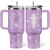 RHONGE Christian Gifts for Women Faith, 30 Oz Stainless Steel Vacuum Christian Tumbler, Birthday Christmas Graduation Gifts For Women Mom Sister Best Friends, Purple Christmas Coffee Insulated Cup