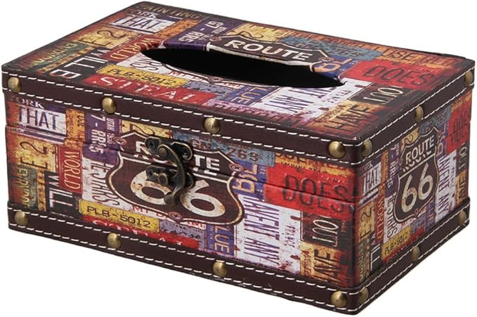 RDEXP Multicolor Route 66 Muster, wasserdicht, Retro-Holz