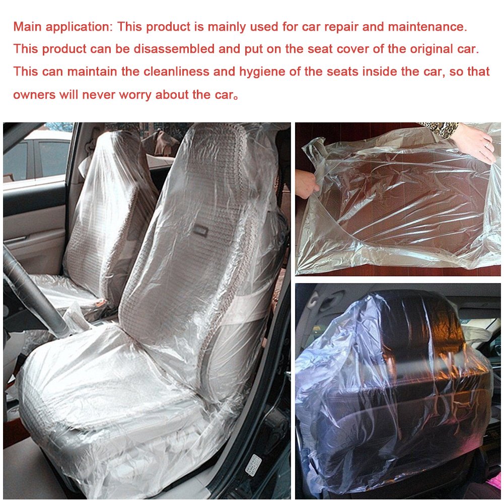 100PCS DISPOSABLE PLASTIC CAR SEAT COVERS VEHICLE PROTECTORS MECHANIC