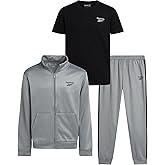 Reebok Boys Joggers Set - 3 Piece Boys Tracksuit Set with Tricot Zip Up Jacket Athletic Cotton T-Shirt and Jogger Sweatpants