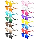 PLULON 15 Pairs Star Sunglasses Rimless Star Shape Sunglasses, Colorful Star Glasses Bulk Bachelorette Sunglasses Star Party Favors for Birthday Beach Kids Adult - Multicolor