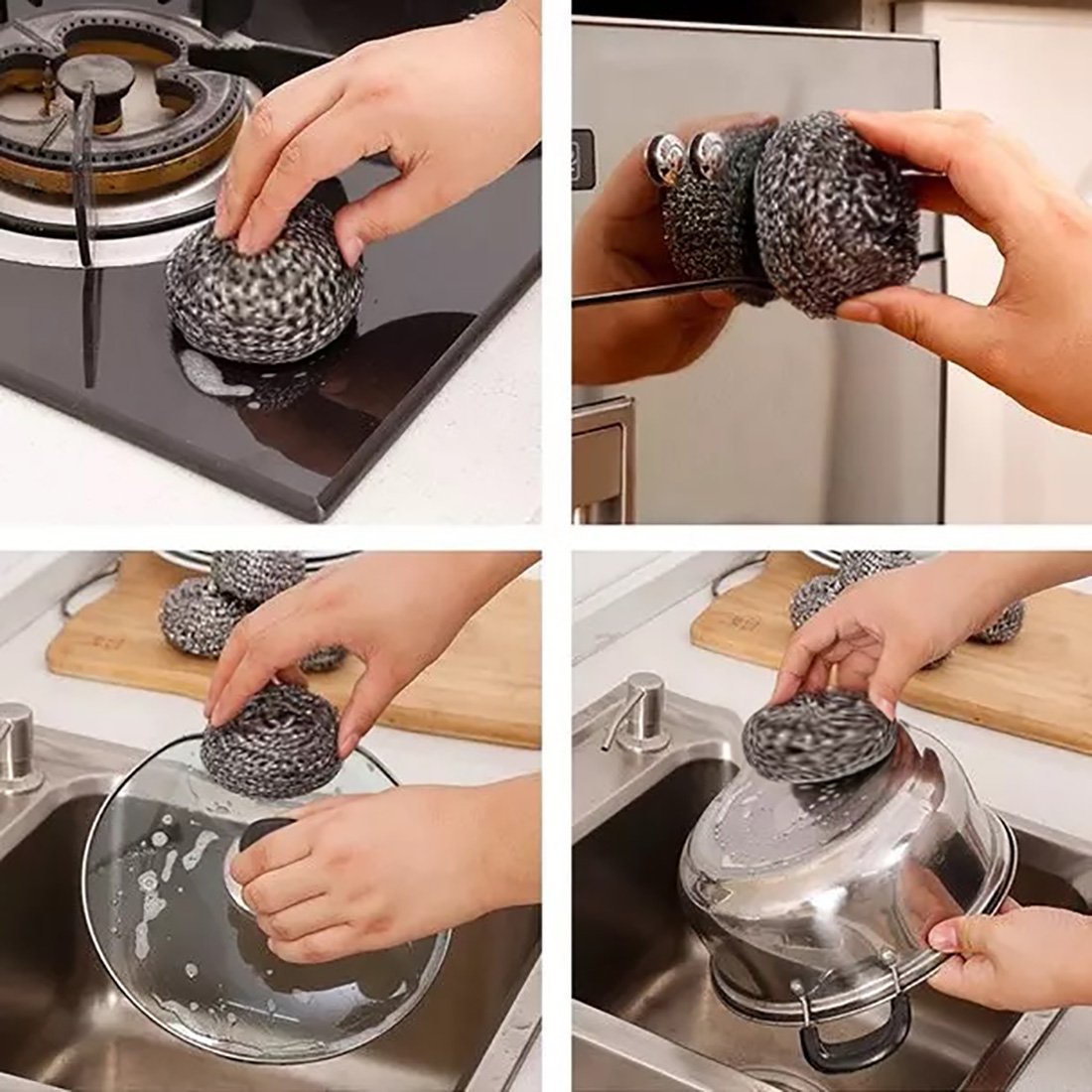 Amazon.com: Stainless Steel Scourer-kitchen Stainless Steel Sponge Scrubbers for Our Kitchen Pots and Pans Cleaning 40g (6): Garden & Outdoor