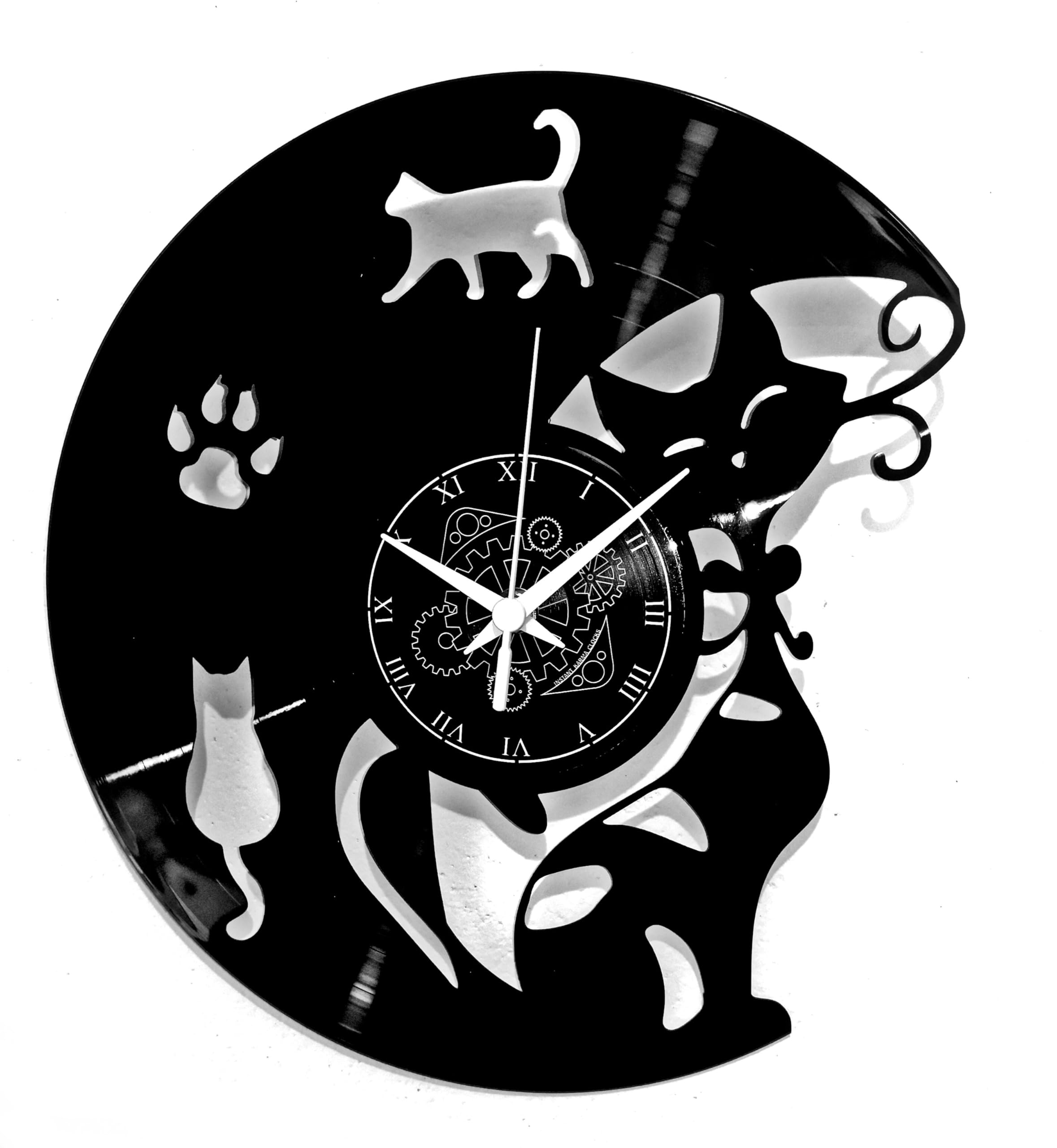 Instant Karma Clocks | Cat Lovers Wall Clock – Silent No-Ticking – Perfect for Bedroom, Office, Studio, Kitchen, Living Room | Modern Design Unique Decoration