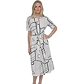 DKNY Womens Short Sleeve Cotton Poplin Collared Midi Shirtdress