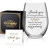 DYJYBMY Thank You For Listening For Guidance For Inspiration For Encouragement Wine Glass With Gifts Box, Clear Stemless Wine Tumbler, Graduation Farewell Gifts For Teacher Bestie Family Friend BBF
