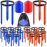 Unixing 16 Sets Flag Football Belts, Adjustable Flag Football Set, Flag Football Flags Training Set Include Cones, Storage Bag, 16 Sets Flag Football Belts with Cones