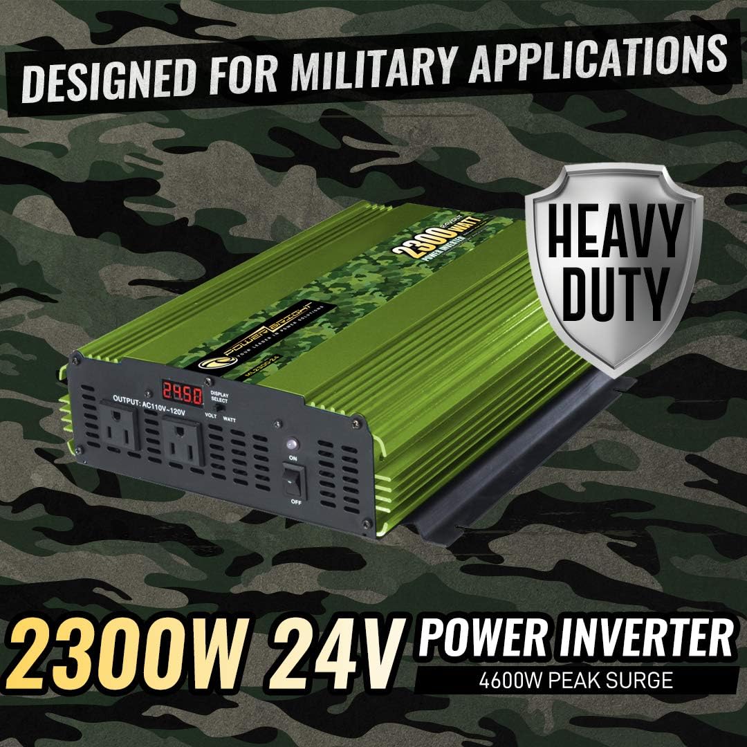 Power Bright 2300 Watt 24V Power Inverter, Dual 110V AC Outlets, Modified Sine Wave, Automotive Back Up Power Supply Perfect for an Emergency, Hurricane, Storm or Outage - CE Approved: Car Electronics