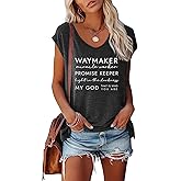 LOOKFACE Women's V-Neck Cap Sleeve Tees T-Shirt Graphic Tops