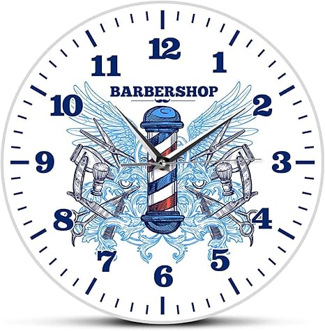 Amazon 掛け時計 壁掛け時計 置き時計 理髪店モダンなデザインウォールクロックヘアサロンカッターポールサイレントスイープクォーツ時計ヒップ スターマンクラブの装飾ハンギングウォールウォッチ 防塵 防湿 スタイリッシュでモダン静音 連続秒針 おしゃれ ホーム