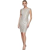 Vince Camuto Womens Cap Sleeve Boat Neck Sequin Sheath Mini Dress