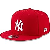 New Era Unisex-Adult MLB 9Fifty Team Color Primary Logo Adjustable Snapback Hat Cap One Size Fits All - New York Yankees Red