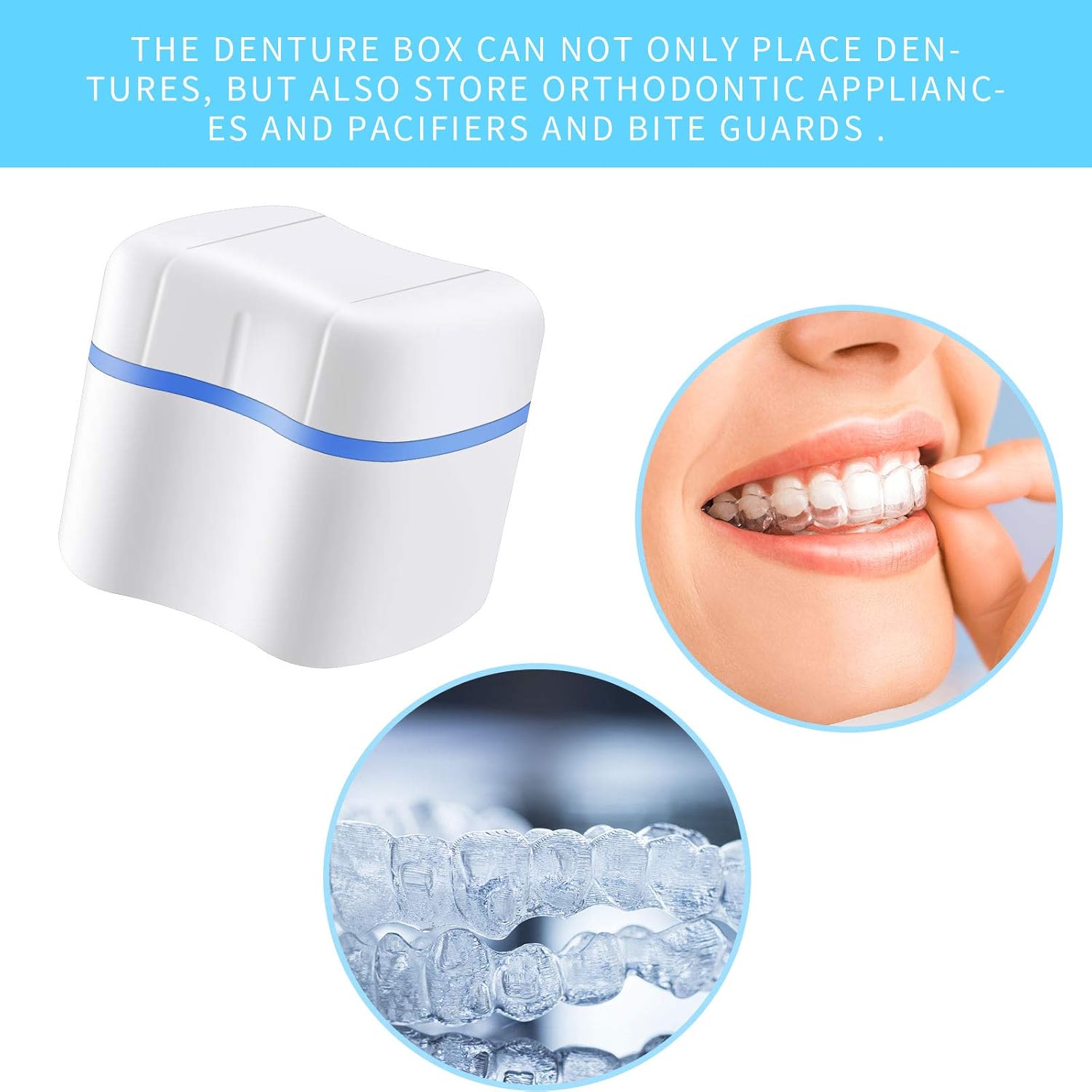 2 Denture Bath Cases with 2 Denture Cleaner Brushes Denture Cups Denture Boxes Bath Dentures Container with Basket Denture Holder Denture Brush Retainer Case for Travel Retainer Cleaning: Health & Personal Care
