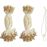 200Pcs Hang Tag String, 4.5-inch Silk and Satin Hang Tag String with Safety Pin and Barb Beige Hanging Tags Pin Loop Fastener Tag Rope Ties for Clothes Shoes Bag Luggage Price Tag, SATONBEYI