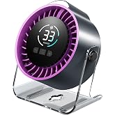 Portable Desk Fan - Rechargeable Small Fan with Night Light for Travel | 100 Speed Adjustable (Long Press) | LED Display | 7 Blades Quiet Motor | 12H Battery Life | Office &amp; Bedroom Use