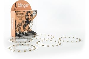 blinger® Limited Edition Refill Pack - Youth | 75 Precision-Cut Glass Crystals (5 Discs) | Hair Safe Adhesive - Bling In, Brush Out | blinger® Styling Tool Not Included | Gold 5 MM