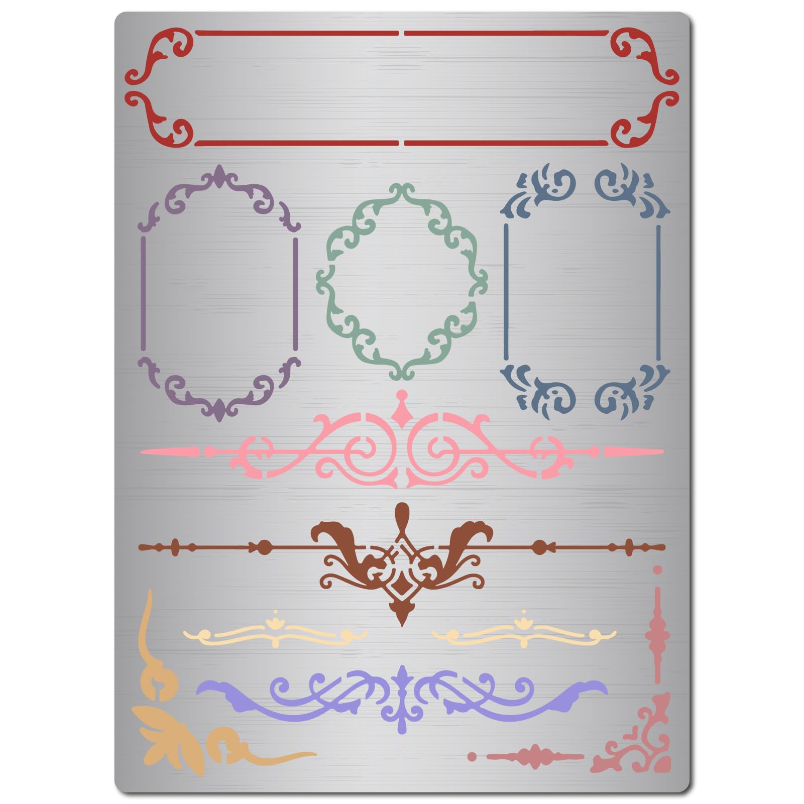 GORGECRAFT Vintage Frame Stainless Steel Stencils Reusable Metal Flower Vine Border Lace Rectangular Frame Painting Template for Painting Wood Burning Journaling Pyrography Engraving 19x14cm