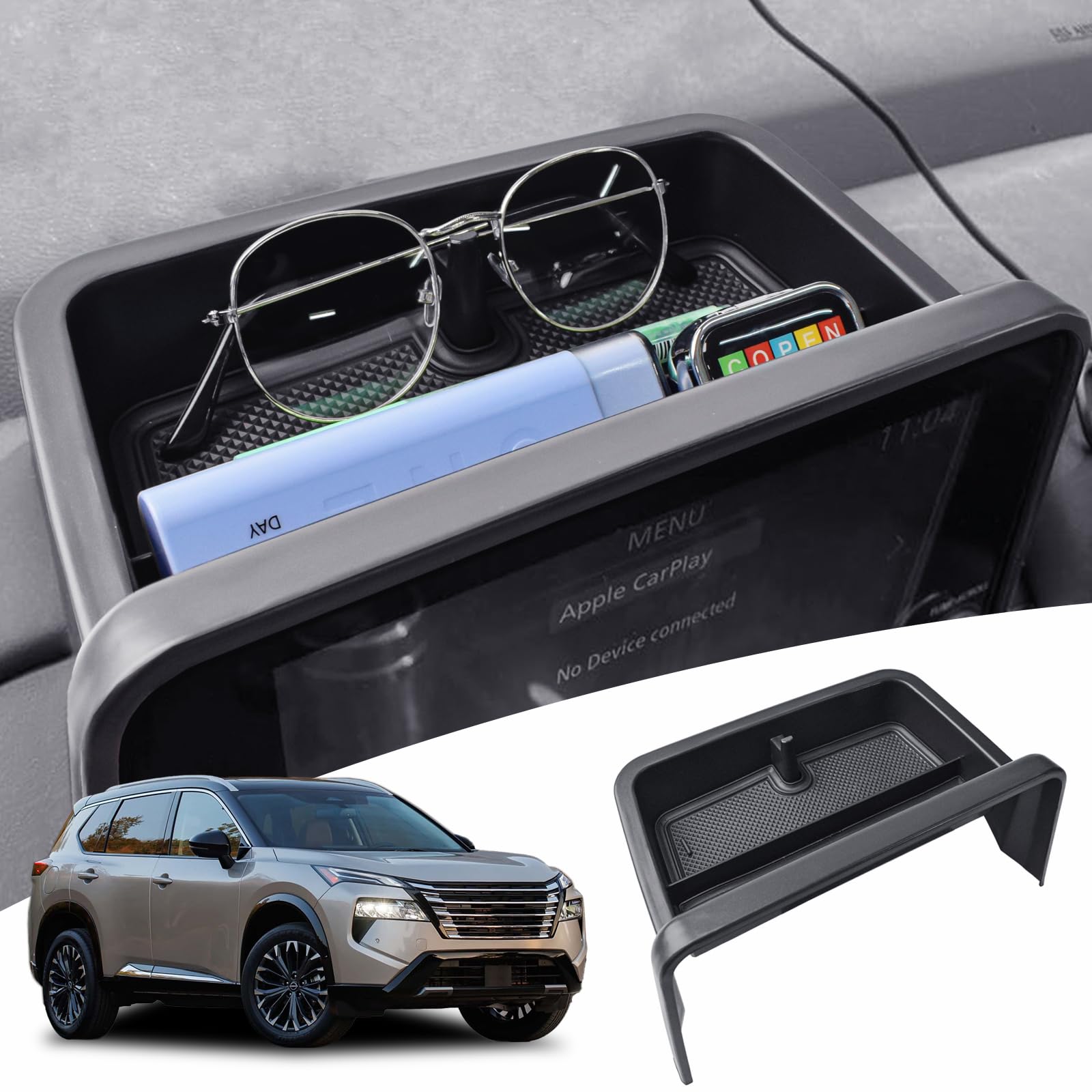 Photo 1 of RUNROAD Dashboard Storage Organizer Tray Compatible with 2021-2025 Nissan Rogue S Rock Creek & 21-23 SV Accessories, Dash Board Tray Behind Screen Center Console For 25 Rogue (ONLY For 8-inch Screen)
