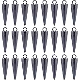 UNICRAFTALE Electrophoresis Black Spike Beads Pendants Cone Pendants Hiphop Punk Earrings Charm Stainless Steel Bullet Shape Charm with Loop for DIY Earrings Crafts Making Supplies Accessories
