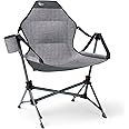 BusyBee Hammock Camping Chairs for Kids, Folding Kids Chair with Stand, Child Camping Gear, Hammock Swing Chair with Cup Holder & Carrying Bag for Outdoor, Lawn, Hiking, Indoor, Supports 125 LBS, Grey